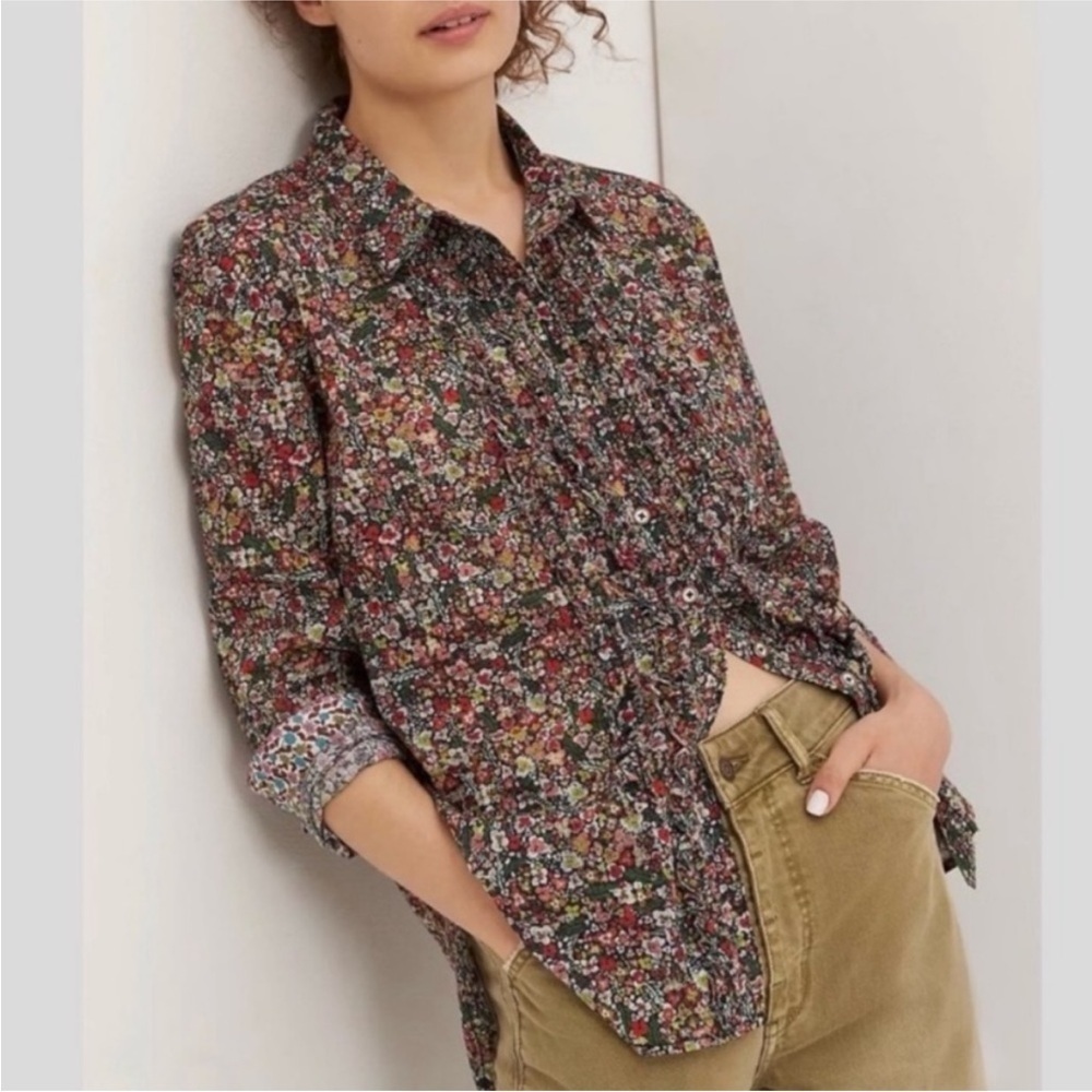 Pilcro Floral Ruffle Button Down - Picture 4 of 11